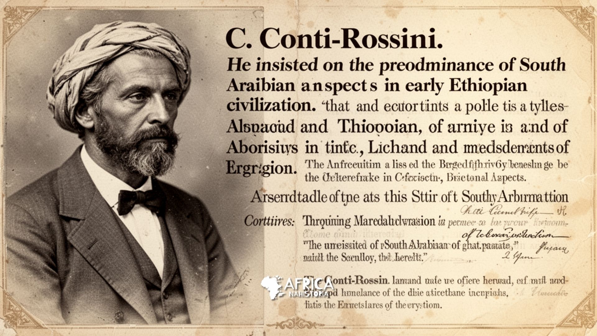 C. Conti-Rossini: Insistiu na predominância de aspectos sul-arábicos na civilização etíope inicial