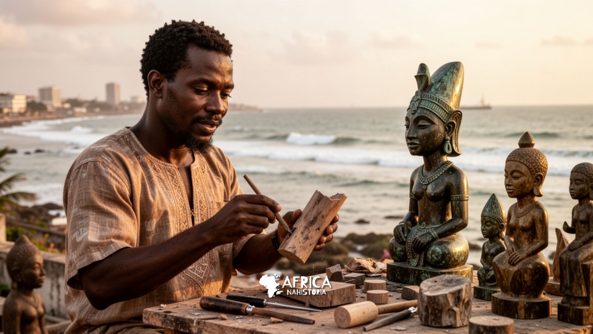 Idubor: Escultor de peças para turistas em Lagos